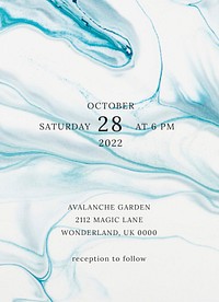 Marble wedding invitation template vector in aesthetic style