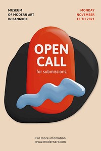 Artist open call template vector color paint abstract ad poster