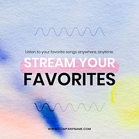 Music streaming colorful template vector in chromatography art social media ad