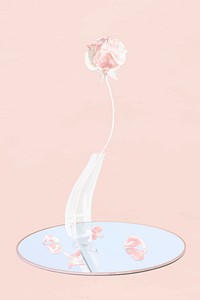 Rose vector sticker, pastel pink rose in vase abstract art