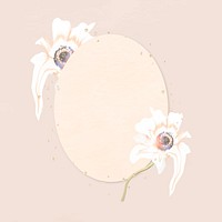 Flower frame vector, white anemone abstract art