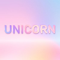 Unicorn word in holographic text style