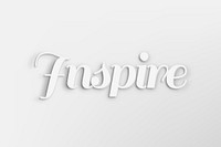 Inspire word in white 3D text style