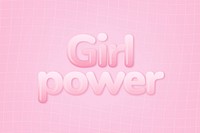 Girl power  in word in pink bubble gum text style