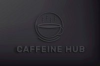 Editable coffee cafe logo vector with caffeine hub text