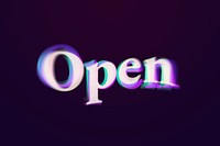 Open word in anaglyph text typography