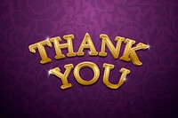 Thank you 3D text in gold fancy typography illustration