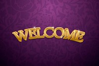 Welcome 3D text in gold fancy typography illustration