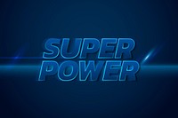 Superpower 3D neon speed blue text typography illustration