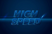 High-speed 3D neon speed text blue typography illustration