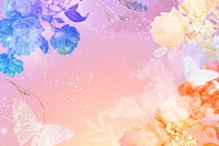 Flower background aesthetic border vector, remixed from vintage public domain images