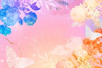 Flower background, aesthetic border design psd, remixed from vintage public domain images