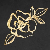 Gold flower hand drawn illustration vector, remixed from vintage public domain images