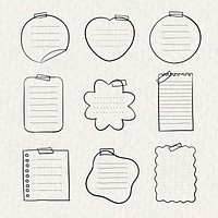 Sticky note vector set in hand drawn style