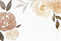 Brown rose frame background vector spring watercolor illustration