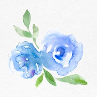 Blue rose flower watercolor vector spring seasonal graphic