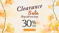 Autumn sale watercolor template vector fashion ad banner