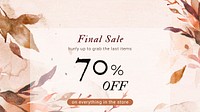 Autumn sale watercolor template vector fashion ad banner