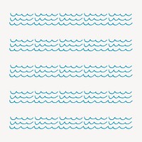 Ocean wave illustration brush vector doodle seamless pattern brush set