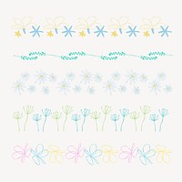 Doodle pattern brush illustrator vector flower seamless set