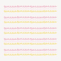 Doodle pattern brush illustration vector curly line seamless set