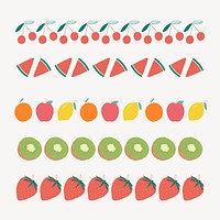 Fruit brush illustration vector seamless doodle set