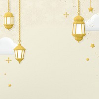 Hanging lanterns background, 3D aesthetic beige design psd