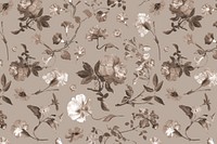 Retro flower pattern background, monochrome botanical design vector, remixed from original artworks by Pierre Joseph Redouté