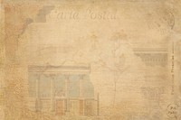 Vintage background with faded architecture illustration