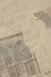 Vintage background with faded architecture illustration and handwriting 