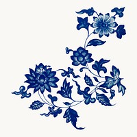 Flower illustration, vintage Chinese illustration vector