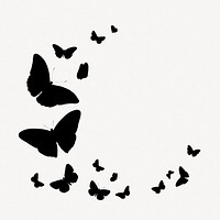 Butterfly frame silhouette, cute graphic psd