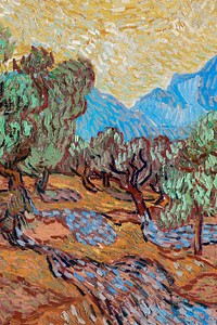 Van Gogh's Olive Trees background, famous artwork remixed by rawpixel