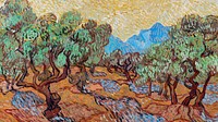 Van Gogh's Olive Trees computer wallpaper, famous artwork remixed by rawpixel