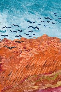 Van Gogh's Wheatfield background, vintage artwork remixed by rawpixel