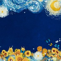 Starry Night border background, Van Gogh's artwork remixed by rawpixel psd
