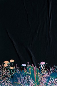 Flower border background, Henri Rousseau's artwork remixed by rawpixel