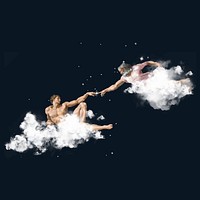 Creation of Adam collage element, Michelangelo's artwork remixed by rawpixel vector