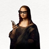Mona Lisa using phone collage element, Vinci's artwork remixed by rawpixel vector