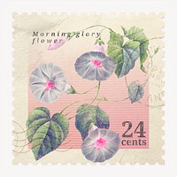 Flower postage stamp illustration, vintage graphic psd