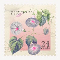 Ephemera flower postage stamp graphic, aesthetic illustration vector