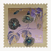 Flower postage stamp illustration, vintage graphic psd