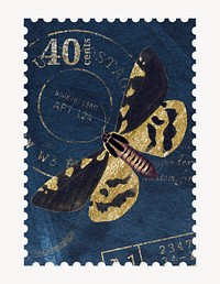 Butterfly postage stamp graphic, aesthetic illustration psd