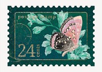 Butterfly postage stamp graphic, aesthetic illustration psd