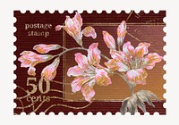 Ephemera flower postage stamp graphic, aesthetic illustration vector