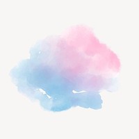 Aesthetic cloud sticker, watercolor design vector