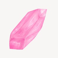 Pink crystal clipart, watercolor design psd