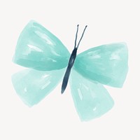 Green butterfly clipart, watercolor design