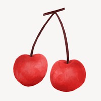 Cute cherry sticker, watercolor design vector