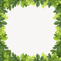 Green leaf frame background, white design psd